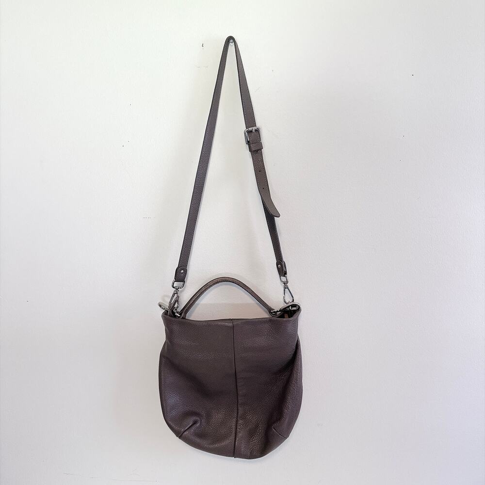 GIANNI CHIARINI BROWN PEBBLED LEATHER HOBO CROSSBODY SHOULDER BAG